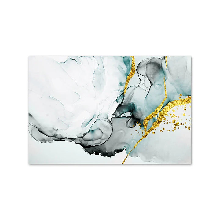 Jade Green Grey Golden Marble Print Abstract Wall Art Fine Art Canvas Prints Pictures For Modern Living Room Home Office Art Decor | Bowlift