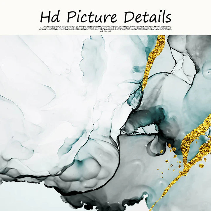 Jade Green Grey Golden Marble Print Abstract Wall Art Fine Art Canvas Prints Pictures For Modern Living Room Home Office Art Decor | Bowlift