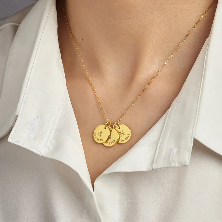 BowLift | Dainty Personalized Disc Initial & Date Necklace