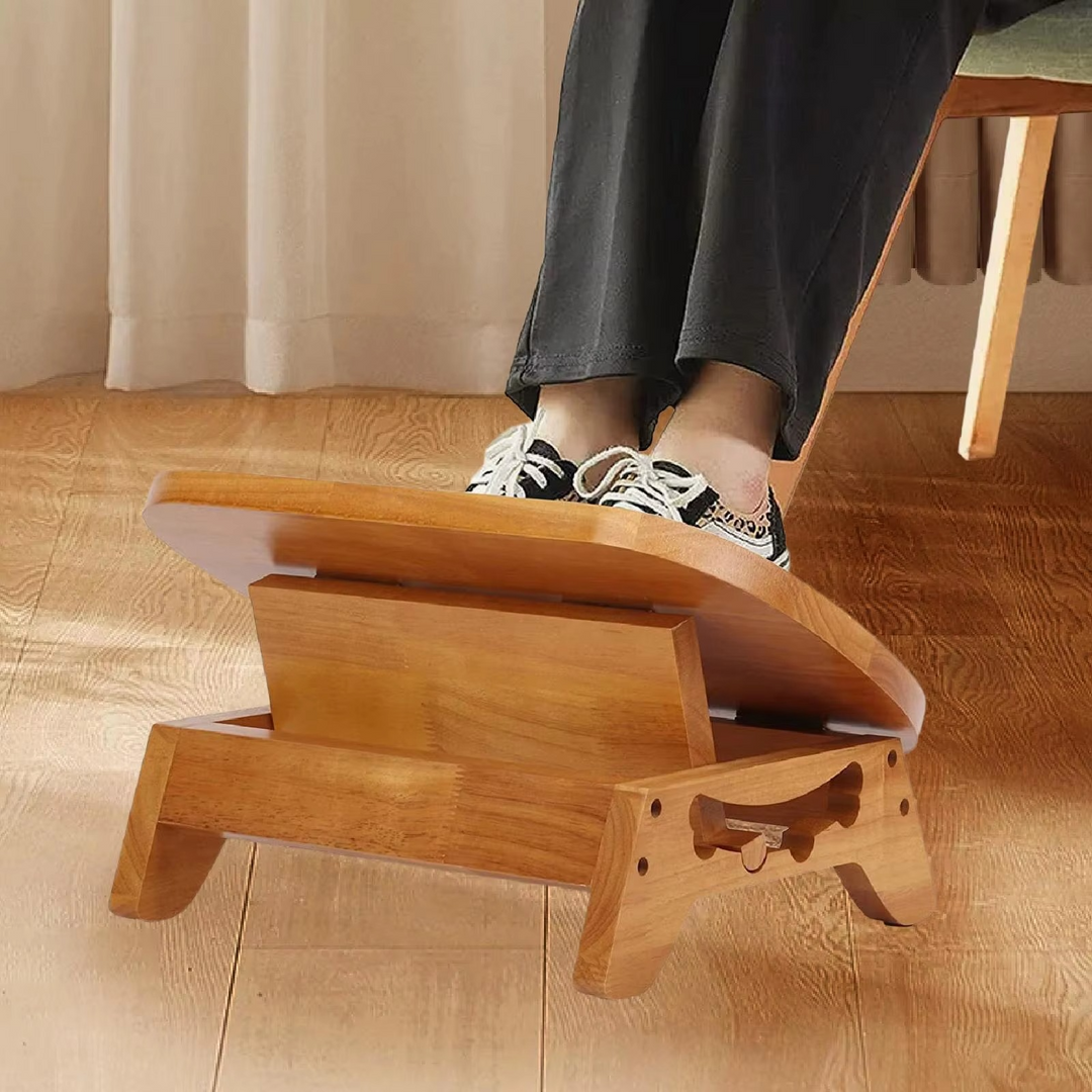BowLift | Wooden Under-Desk Footrest – Ergonomic Leg Support for Home & Office