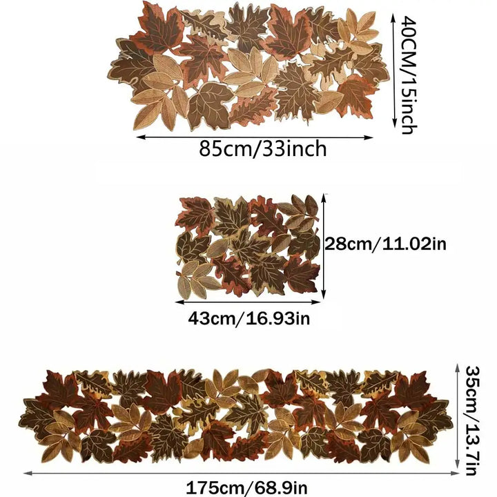 BowLift | HarvestLeaf Table Runner | Embroidered Maple Leaf Design | Autumn Decor in Country Style