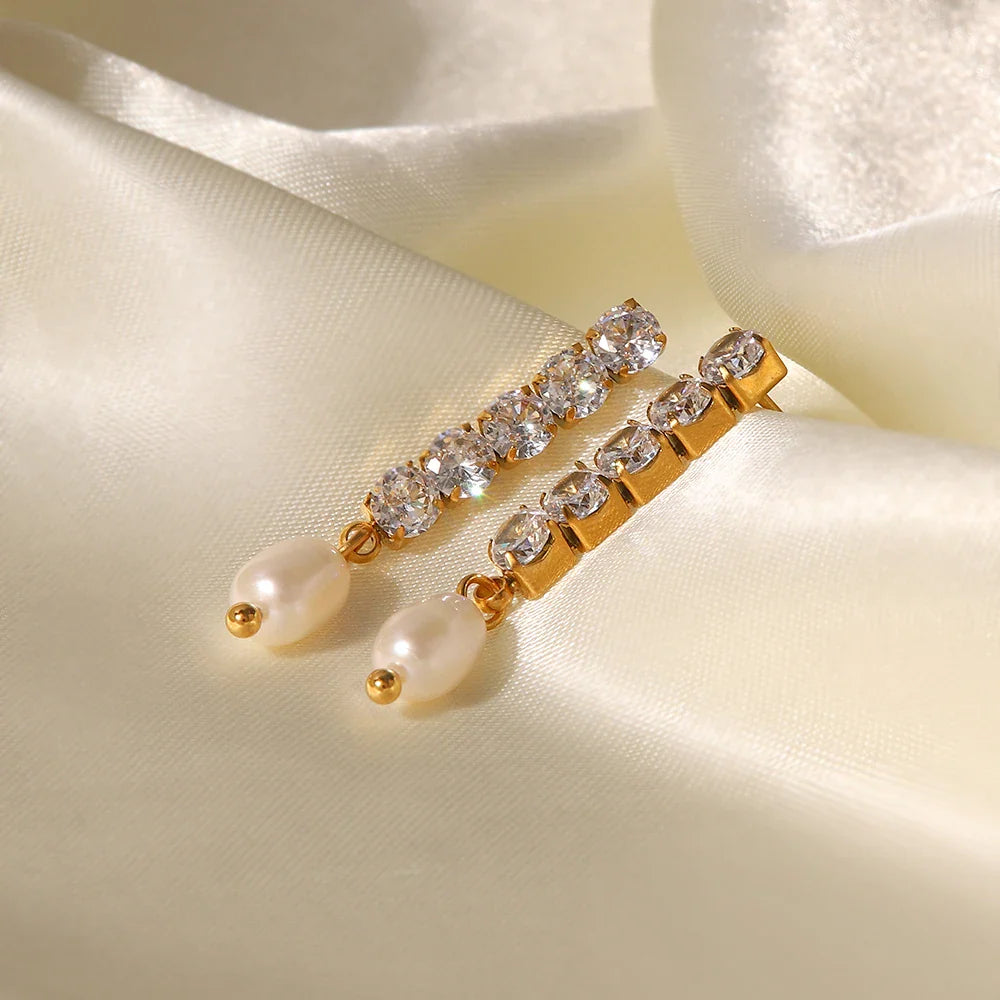 BowLift | 18k Dainty Diamond Tassel Pearl Dangle Earrings