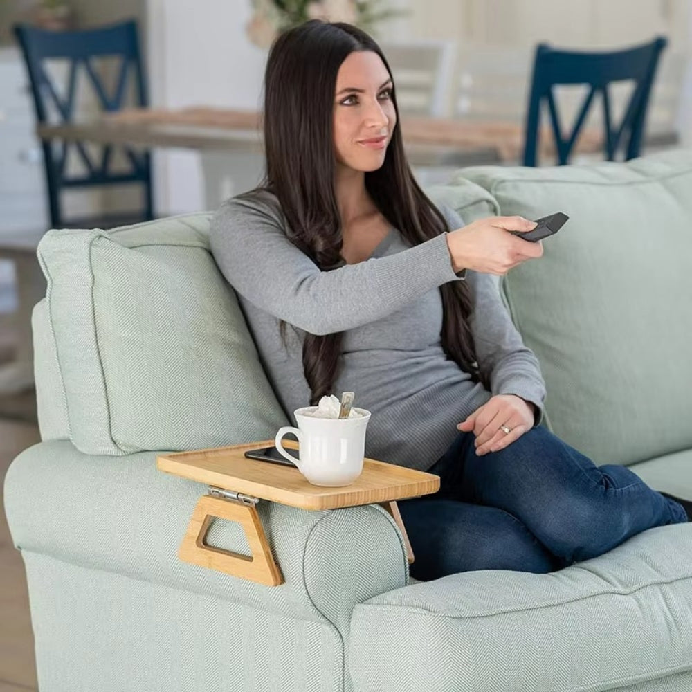BowLift | Adjustable Bamboo Clip-On Arm Tray Table