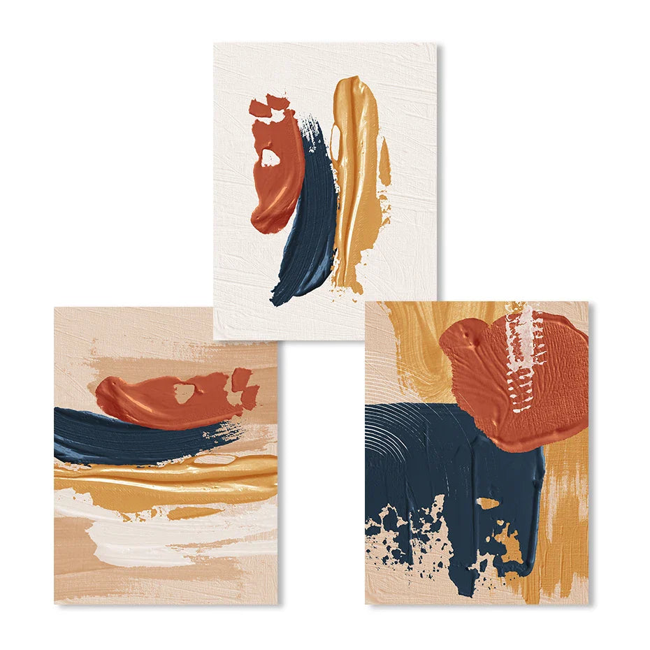 Modern Abstract Bold Brush Stroke Color Fusion Wall Art Fine Art Canvas Prints Colorful Pictures For Living Room | Bowlift