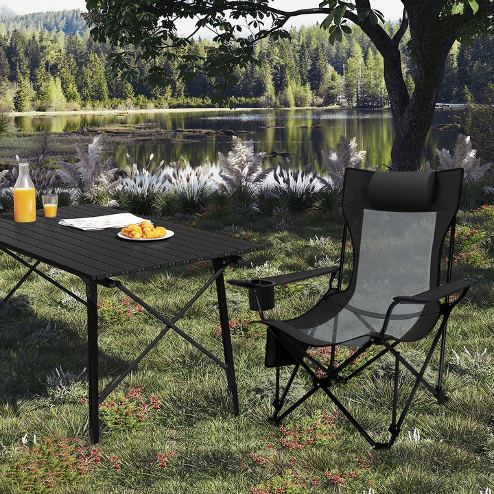 BowLift | CAMPURE Relax Lounge Chair | Adjustable & Foldable | With Footrest | Ultra-Light & Portable – Black/Grey