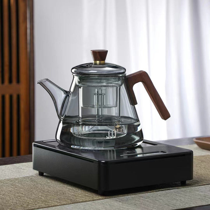 BowLift | Aetheris Glass Brew Teapot – Heat-Resistant Glass Teapot with Wooden Handle & Infuser (900ml)