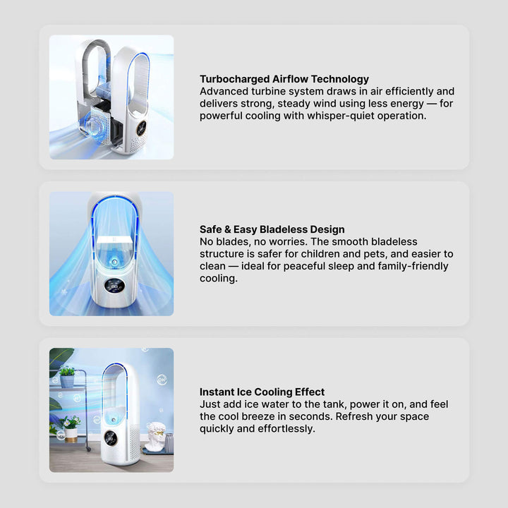Bladeless Portable Air Conditioner | Ultra-Quiet, Ergonomic Design & Ideal for Home and Office Use | Bowlift