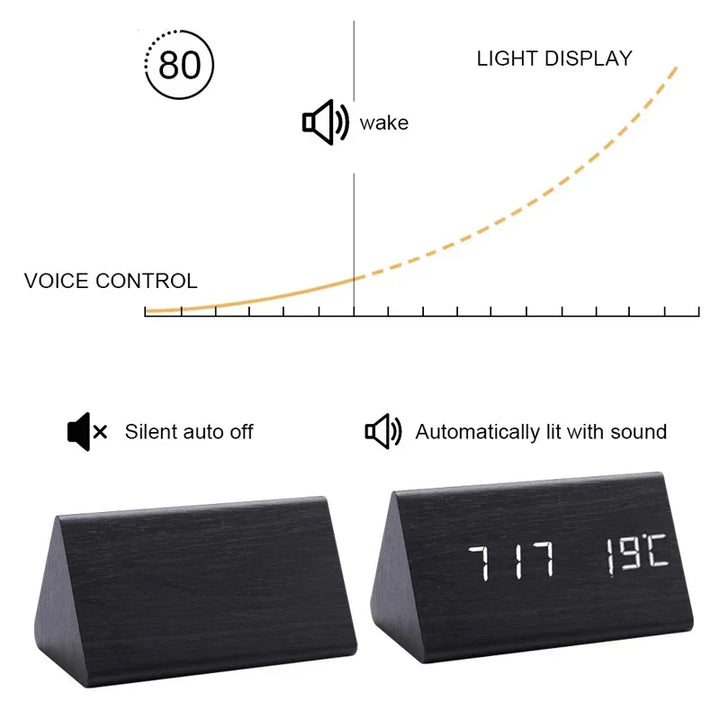 BowLift | Charms | Digital Wooden Alarm Clock | Including Temperature Display