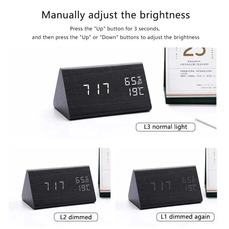 Digital Wooden Alarm Clock – Modern Technology with Timeless Wood Design | Bowlift