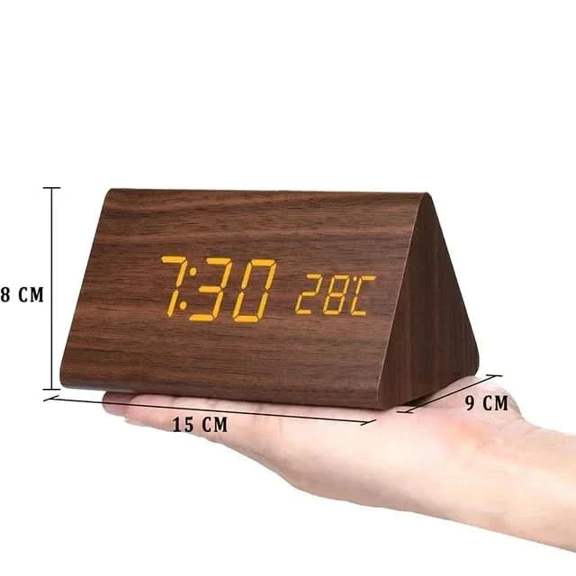 BowLift | Wood LED Alarm Clock – Voice & Temp Display