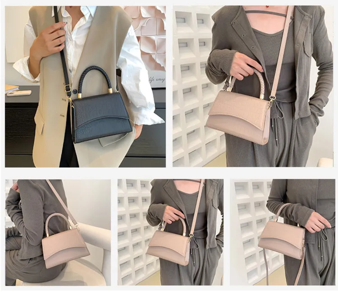 Style feather Women's Handbag made of PU leather with Crossbody strap | Bowlift