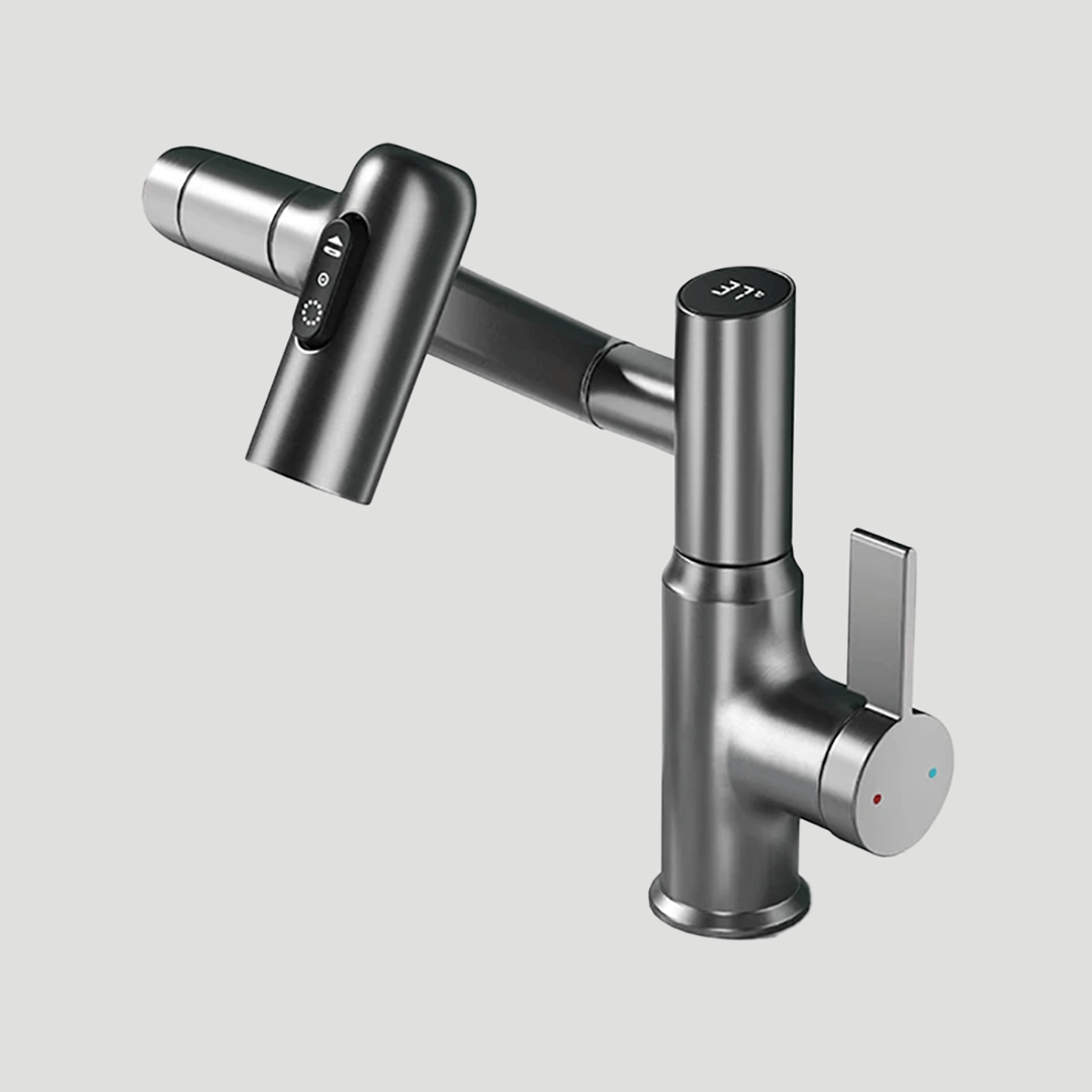 BowLift | LustraFlow 360° Smart Fixture | Modern Kitchen and Bath Mixer with LED Temperature Display