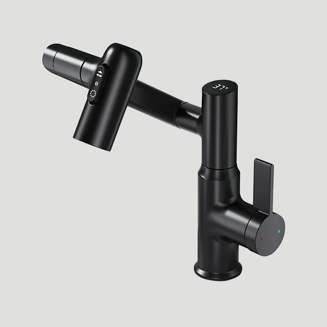 BowLift | LustraFlow 360° Smart Fixture | Modern Kitchen and Bath Mixer with LED Temperature Display