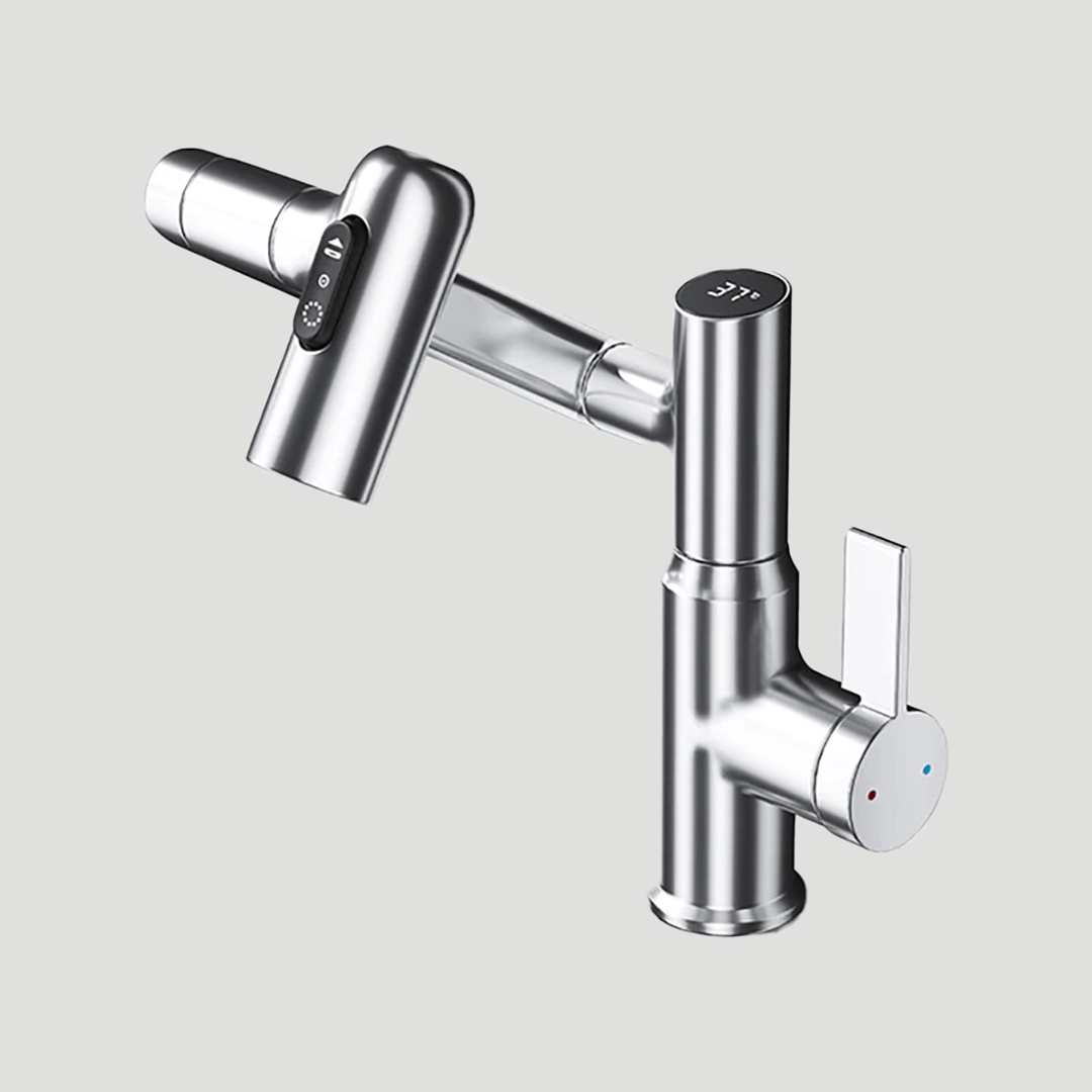 BowLift | LustraFlow 360° Smart Fixture | Modern Kitchen and Bath Mixer with LED Temperature Display