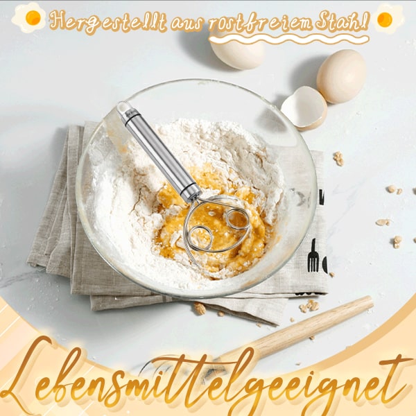 BowLift | Stainless Steel Dough Mixer | Effortless Manual Whisk | Non-Slip Handle | PowerMix