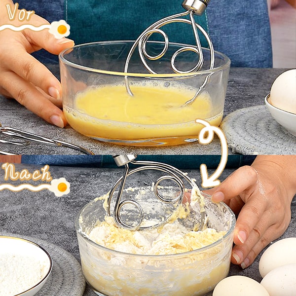 BowLift | Stainless Steel Dough Mixer | Effortless Manual Whisk | Non-Slip Handle | PowerMix