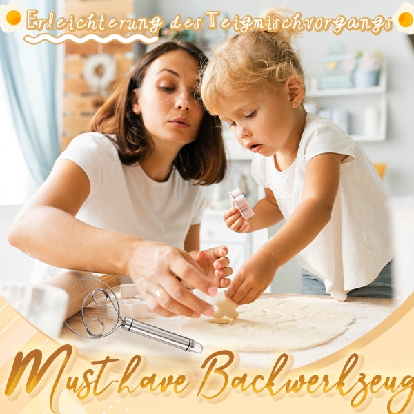 BowLift | Stainless Steel Dough Mixer | Effortless Manual Whisk | Non-Slip Handle | PowerMix