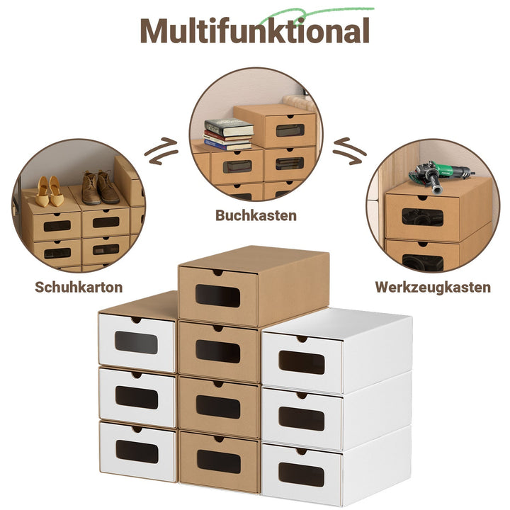 Storage boxes cardboard with window & drawer 10-piece set | Bowlift