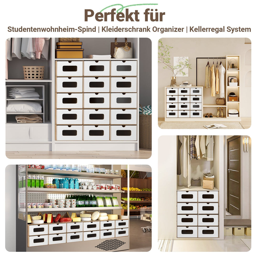 Storage boxes cardboard with window & drawer 10-piece set | Bowlift