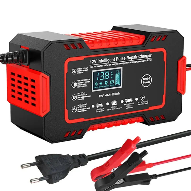 BowLift | 12V 6A Smart Car Battery Charger | Pulse Repair, LCD Display & Fast Charging for AGM, Gel & Lead-Acid Batteries