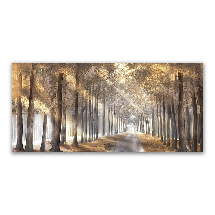 Autumn Sunshine Forest Wall Art Fine Art Canvas Print Natural Landscape Picture For Living Room Dining Room Scandinavian Home Decor | Bowlift