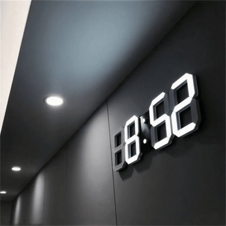 BowLift | Modern 3D-LED Wall Clock Black | Digital Kitchen Clock Eye-Catcher