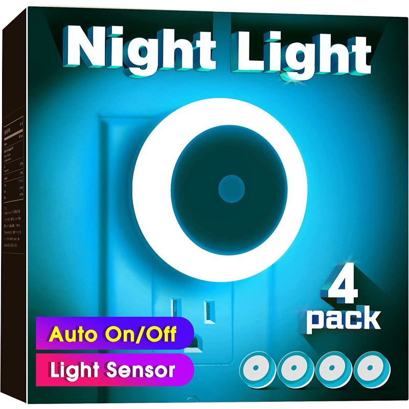 BowLift | Night lights plug into the wall [4Pack], night light with light sensors, LED night light for the children's room, baby night light, bathroom night light, stair lights, hallway light