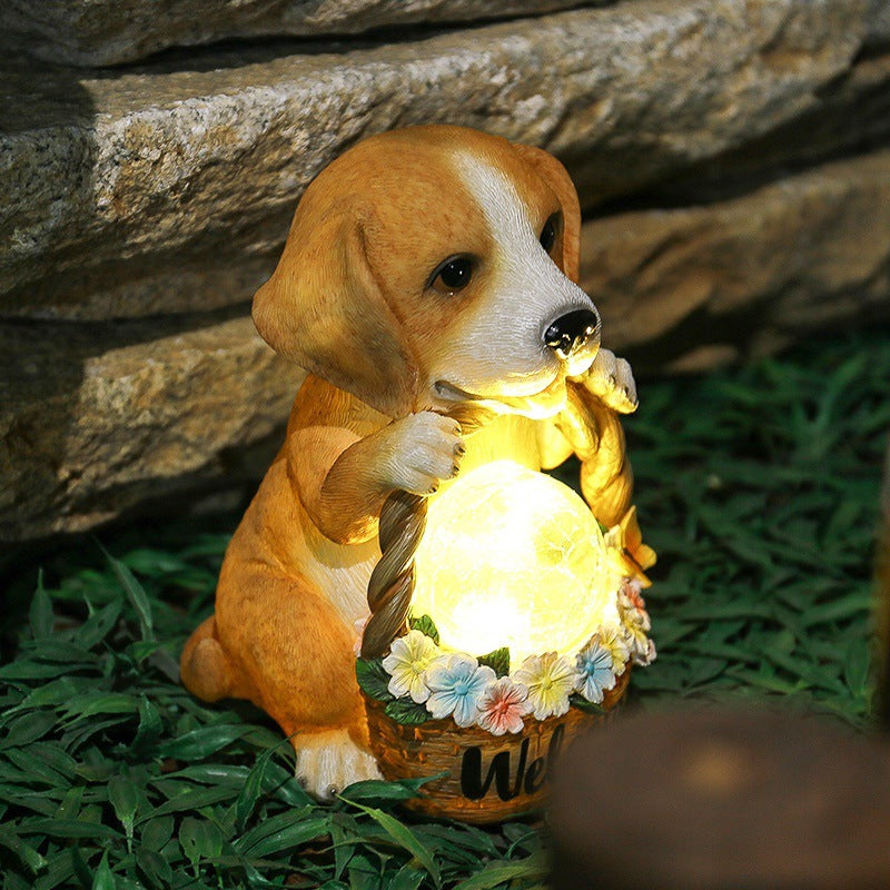 Contemporary Creative Resin Dog-Shaped LED Solar Waterproof Outdoor Light For Garden, Yard & Patio | Bowlift