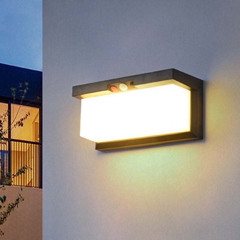 Modern Minimalist Solar & Waterproof Plastic & PC Rectangular LED Wall Sconce Lamp For Outdoor, Patio & Garden | Bowlift
