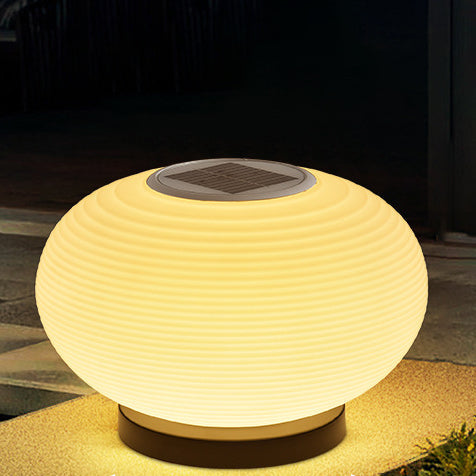 Modern Minimalist PE Oval LED Solar & Waterproof Outdoor Light For Garden & Patio | Bowlift