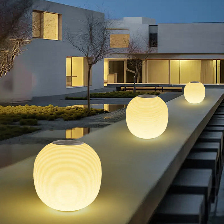 Modern Minimalist PE Oval LED Solar & Waterproof Outdoor Light For Garden & Patio | Bowlift