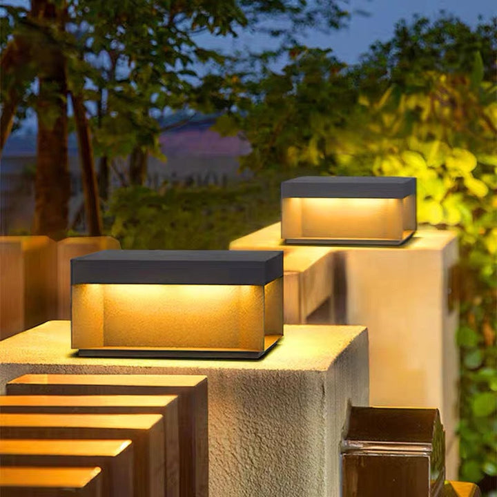 Modern Minimalist Stainless Steel Square LED Outdoor Light With Solar & Waterproof Features For Garden, Patio, Gate | Bowlift