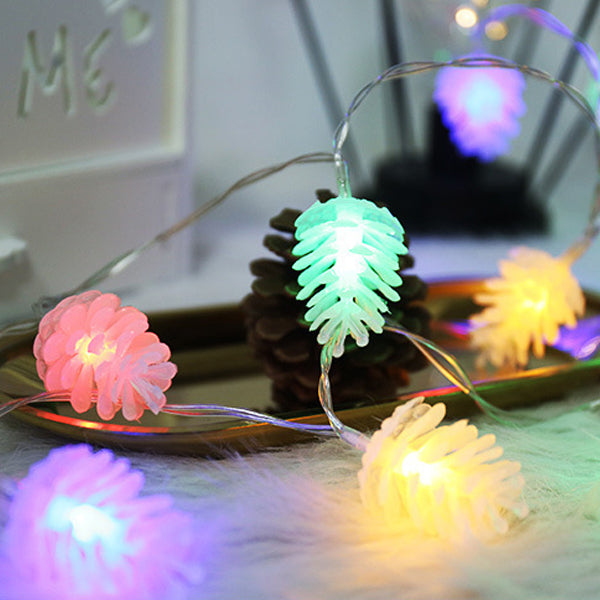 BowLift | Modern Art Deco Waterproof Solar Battery PVC Pinecone LED String Light For Garden & Outdoor Patio