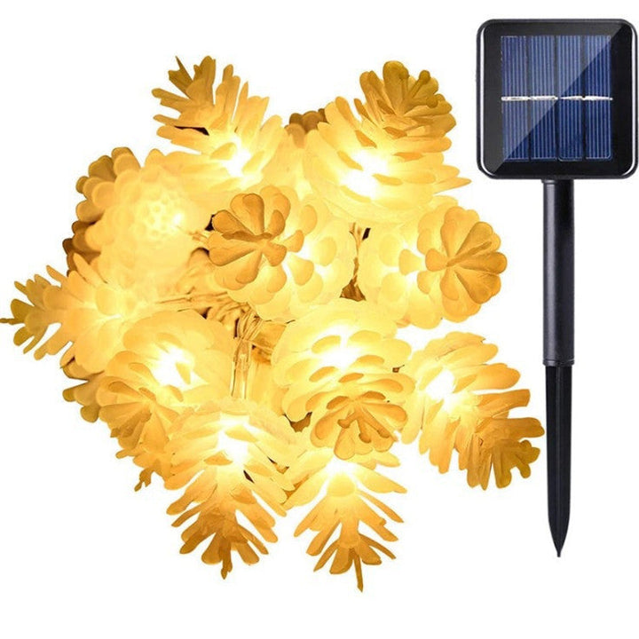 BowLift | Modern Art Deco Waterproof Solar Battery PVC Pinecone LED String Light For Garden & Outdoor Patio
