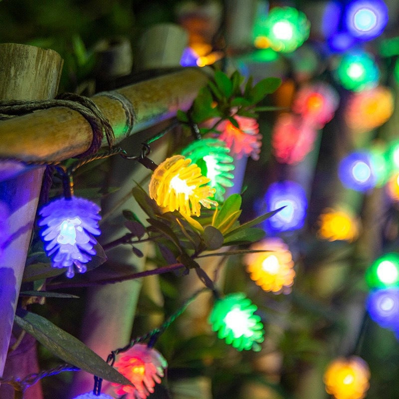 BowLift | Modern Art Deco Waterproof Solar Battery PVC Pinecone LED String Light For Garden & Outdoor Patio