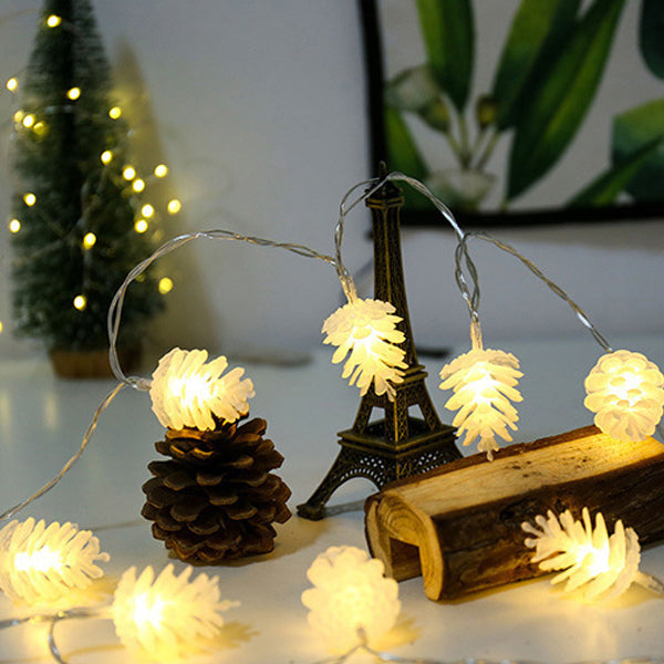 BowLift | Modern Art Deco Waterproof Solar Battery PVC Pinecone LED String Light For Garden & Outdoor Patio