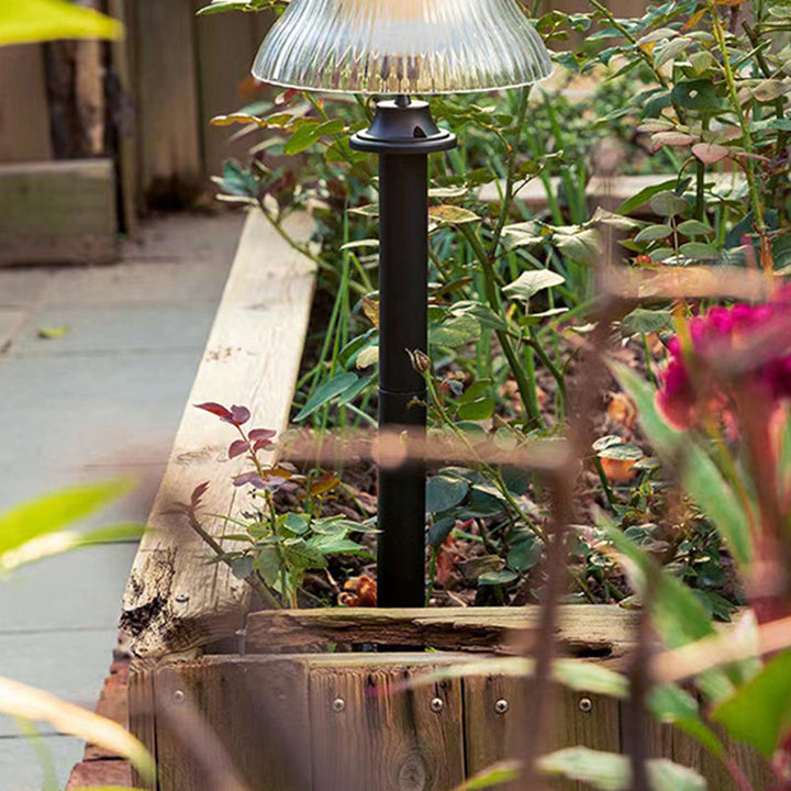 Modern Minimalist Round Half Ball Long Pole Iron ABS LED Ground Plug Outdoor Light For Garden | Bowlift