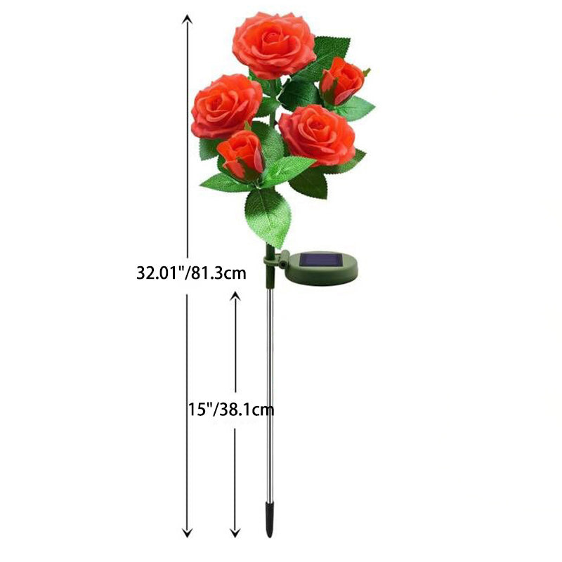 Modern Art Deco Solar Waterproof Rose Plastic Stainless Steel LED Ground Plug Outdoor Light For Garden | Bowlift
