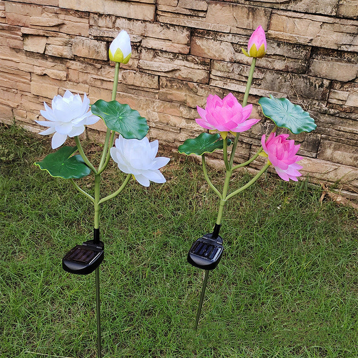 Contemporary Creative Lotus Flower Lotus Leaf Silk Cloth Stainless Steel LED Landscape Light Outdoor Light For Garden | Bowlift