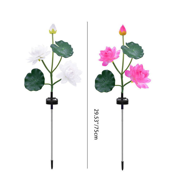 Contemporary Creative Lotus Flower Lotus Leaf Silk Cloth Stainless Steel LED Landscape Light Outdoor Light For Garden | Bowlift