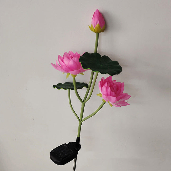 Contemporary Creative Lotus Flower Lotus Leaf Silk Cloth Stainless Steel LED Landscape Light Outdoor Light For Garden | Bowlift