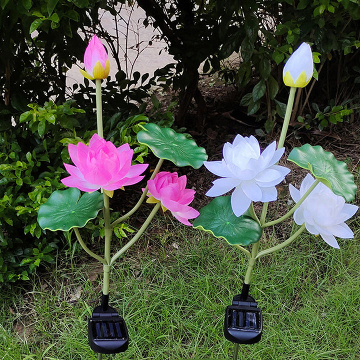Contemporary Creative Lotus Flower Lotus Leaf Silk Cloth Stainless Steel LED Landscape Light Outdoor Light For Garden | Bowlift