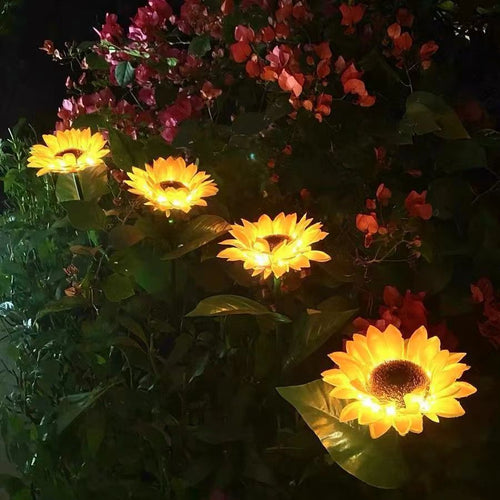 Contemporary Creative Solar Waterproof Sunflower Silk Stainless Steel LED Landscape Light Outdoor Light For Garden | Bowlift