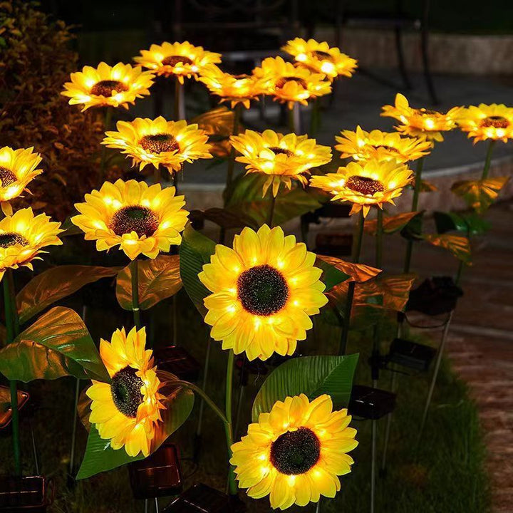 Contemporary Creative Solar Waterproof Sunflower Silk Stainless Steel LED Landscape Light Outdoor Light For Garden | Bowlift