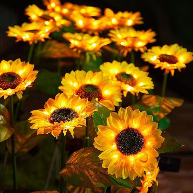 Contemporary Creative Solar Waterproof Sunflower Silk Stainless Steel LED Landscape Light Outdoor Light For Garden | Bowlift