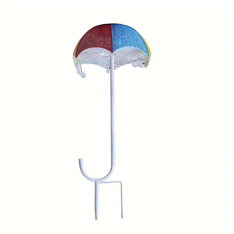 Modern Art Deco Solar Waterproof Umbrella Iron LED Ground Plug Outdoor Light For Garden | Bowlift