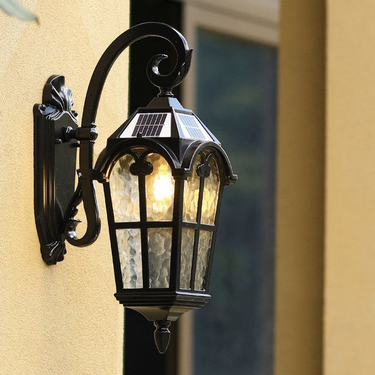 Traditional European Quadrilateral Lace Aluminum Printed Glass 1-Light Outdoor Wall Sconce Lamp For Garden | Bowlift