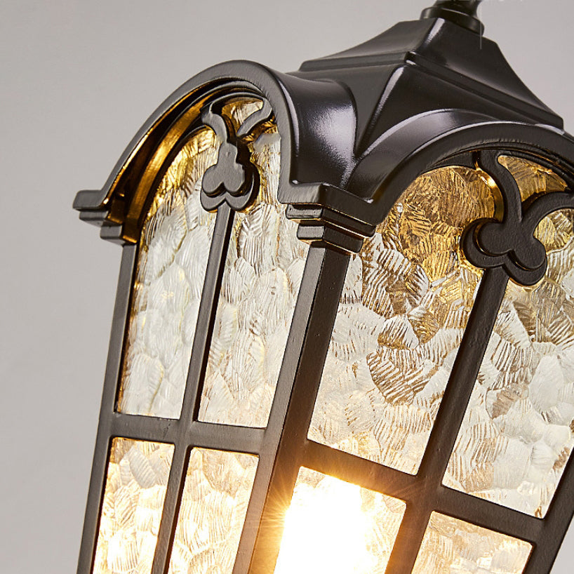 Traditional European Quadrilateral Lace Aluminum Printed Glass 1-Light Outdoor Wall Sconce Lamp For Garden | Bowlift