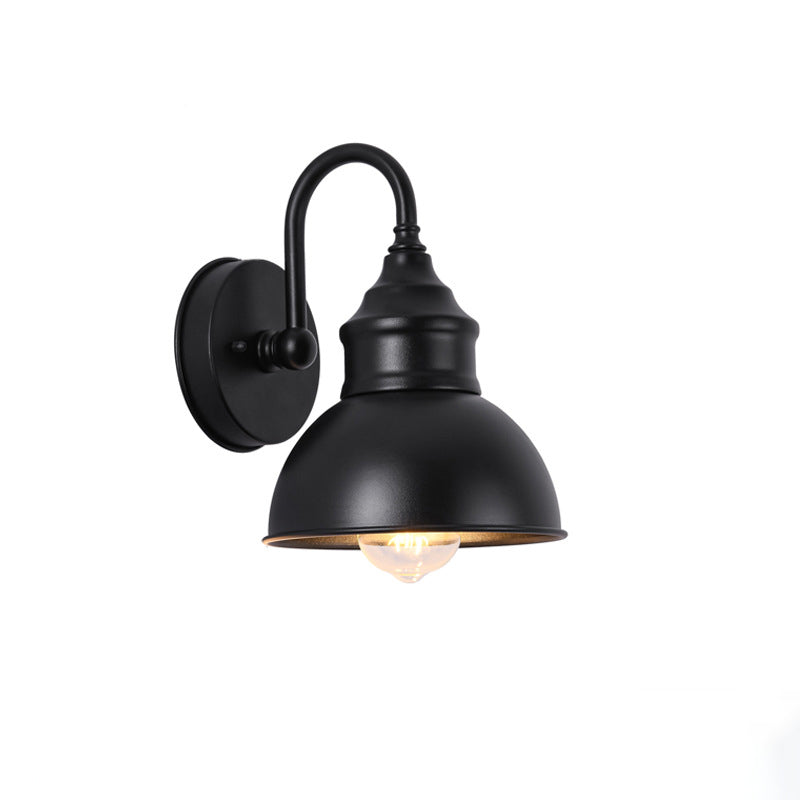 Modern Minimalist Outdoor Waterproof Round Curved Pole Iron Shade 1-Light Wall Sconce Lamp For Garden | Bowlift