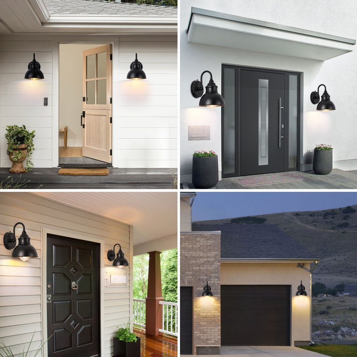 Modern Minimalist Outdoor Waterproof Round Curved Pole Iron Shade 1-Light Wall Sconce Lamp For Garden | Bowlift